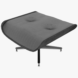 Eames Ottoman Black Leather Black Mahogany Details