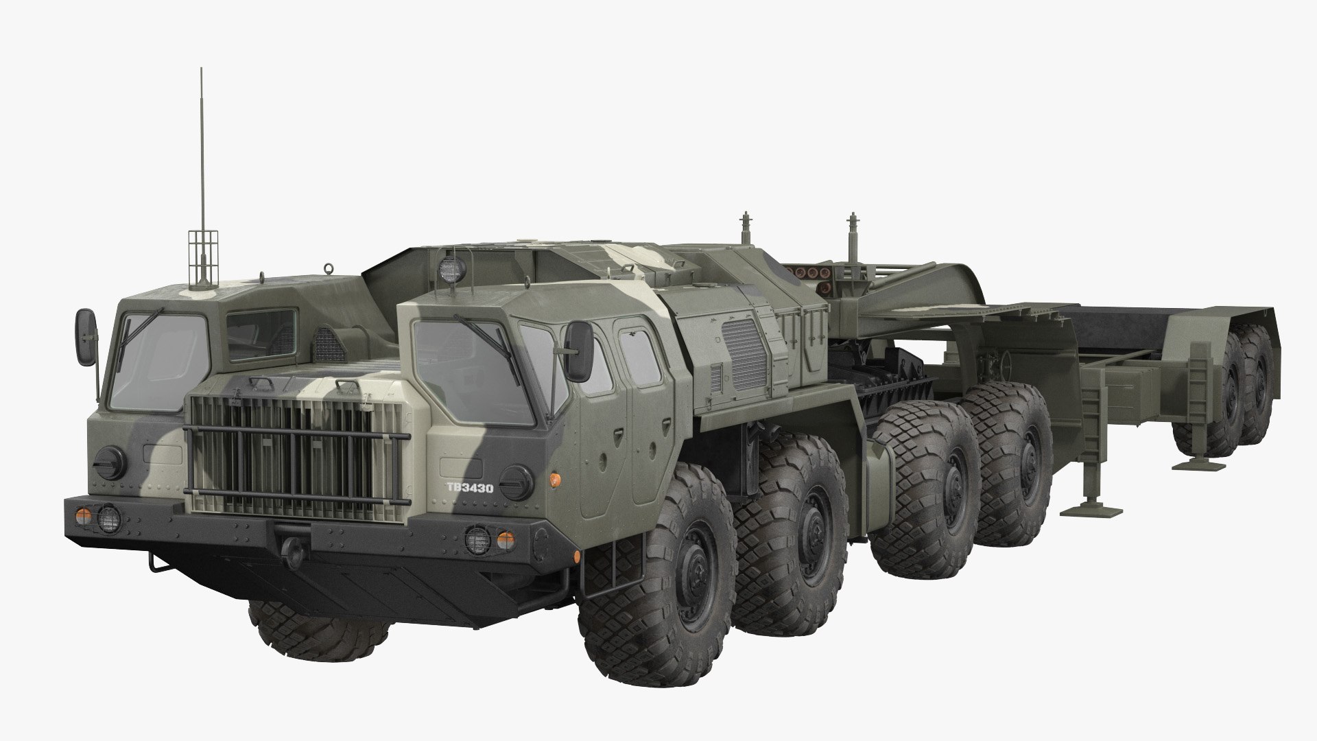 MAZ 74106 with Trailer Camouflage 3D model preview