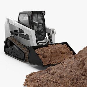 3D Skid Steer Loader with Earth Load and Pile of Soil Rigged for Maya model