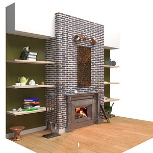 fireplace shelves 3D model