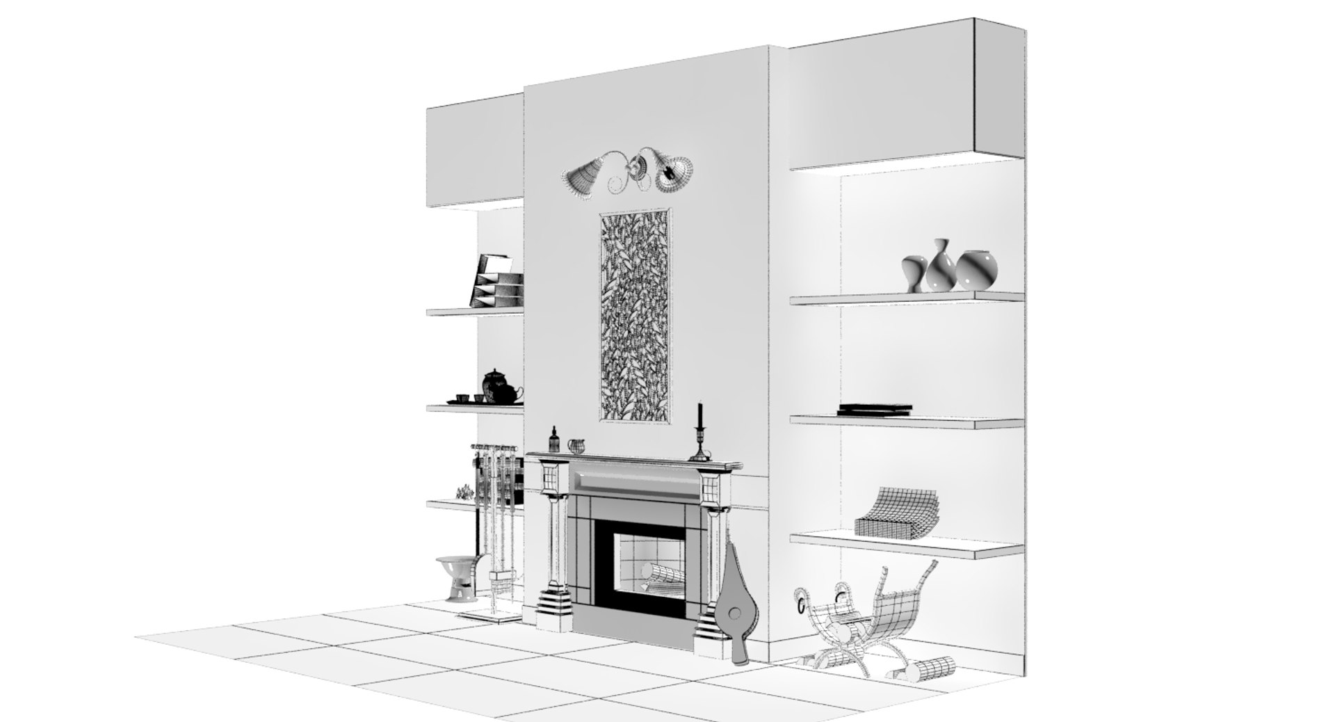 Fireplace Shelves 3D Model TurboSquid 1455454