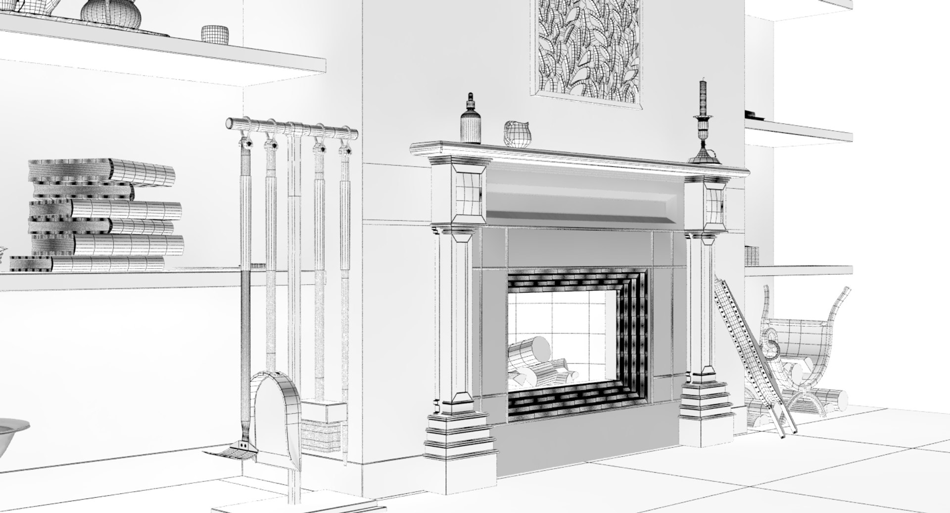 Fireplace Shelves 3D Model TurboSquid 1455454