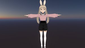 Game Ready Low Poly Anime Character Girl 11