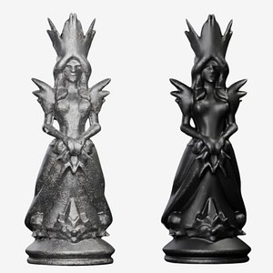 3D model Queen - Realistic Metallic Queen Chess Piece