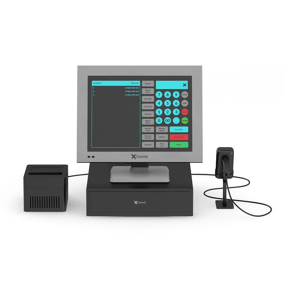 Cash Register Scanner Printer 3d Max