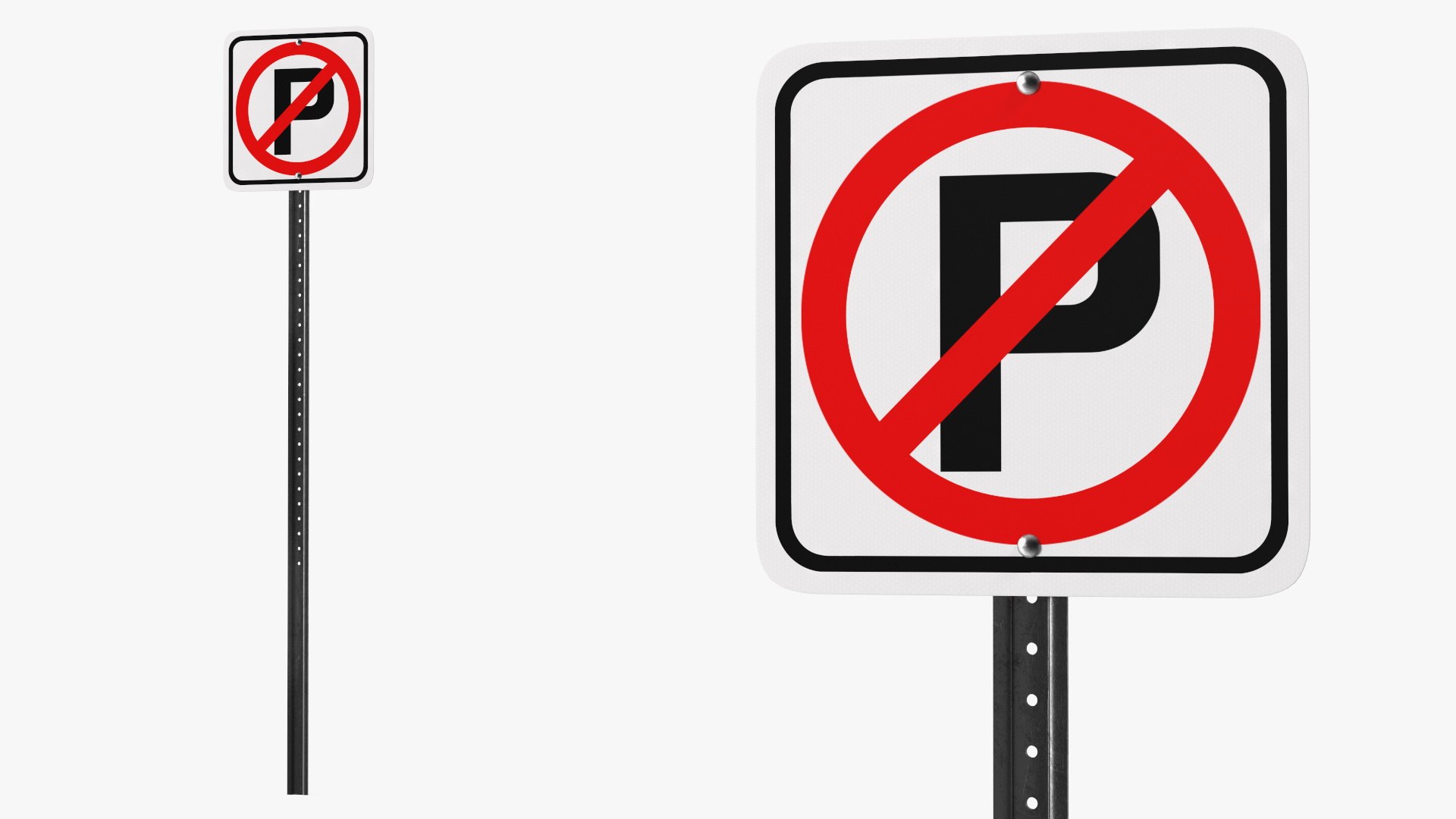 Standard No Parking Sign 3D model preview