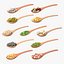 Wooden Spoons with Seeds Collection 4 3D model