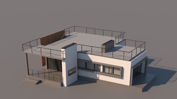 3d Modern Flat Roof House - Turbosquid 1954018