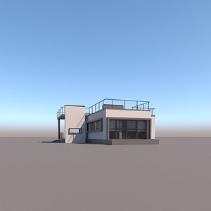 3D modern   flat roof house