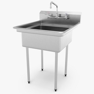 Global Industrial Stainless Utility Sink Silver 3D model