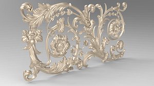 3D Baroque Floral Relief Panel STL Ornate Acanthus Scroll CNC 3D Model OBJ FBX STL 3DS Max model