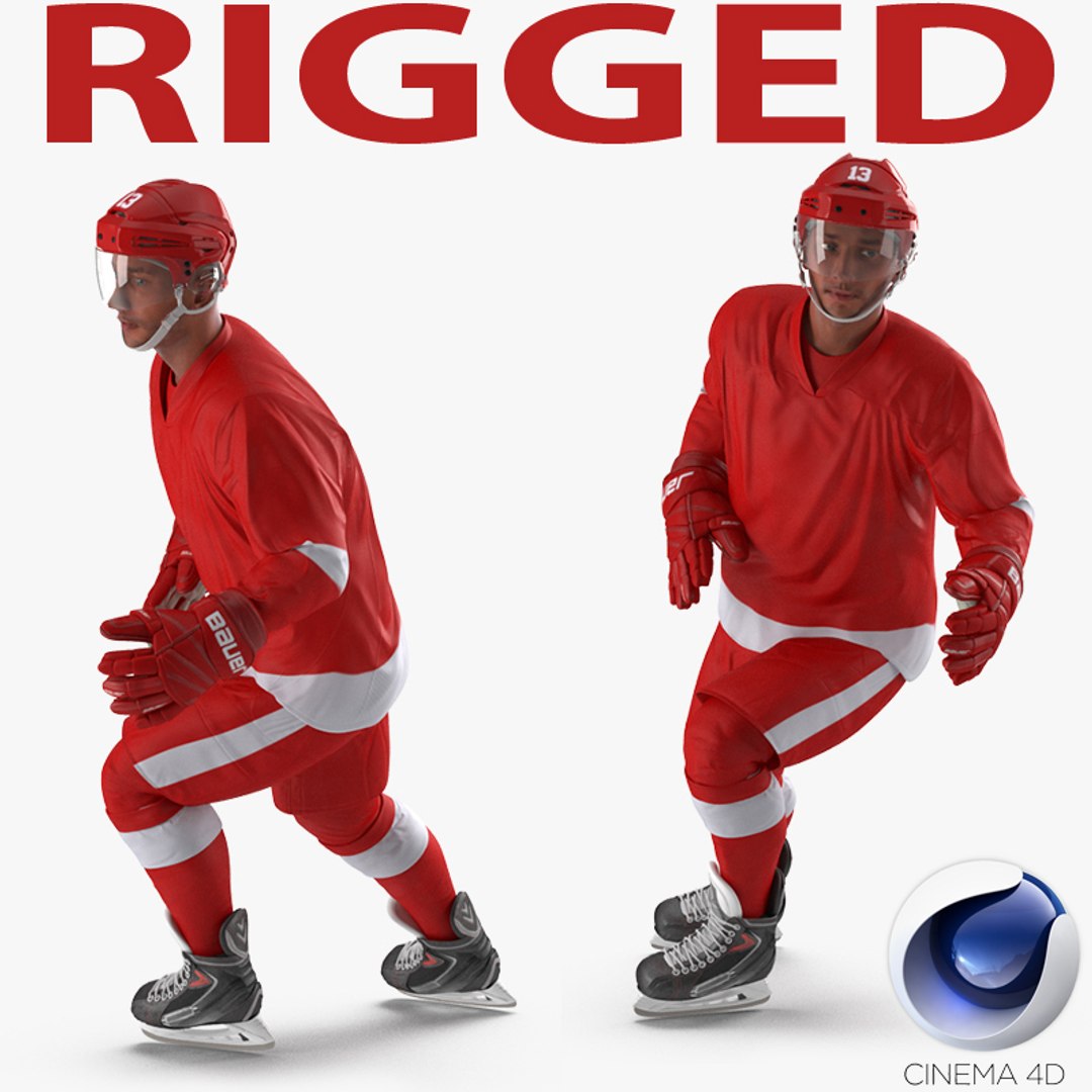 Hockey Player Generic 2 Rigged for Cinema 4D 3D model preview