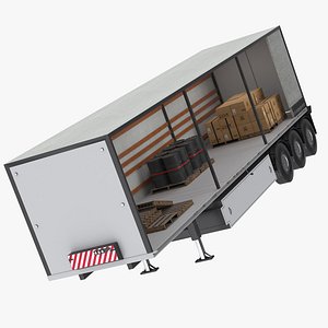 3D Semi Trailer Open Curtain model