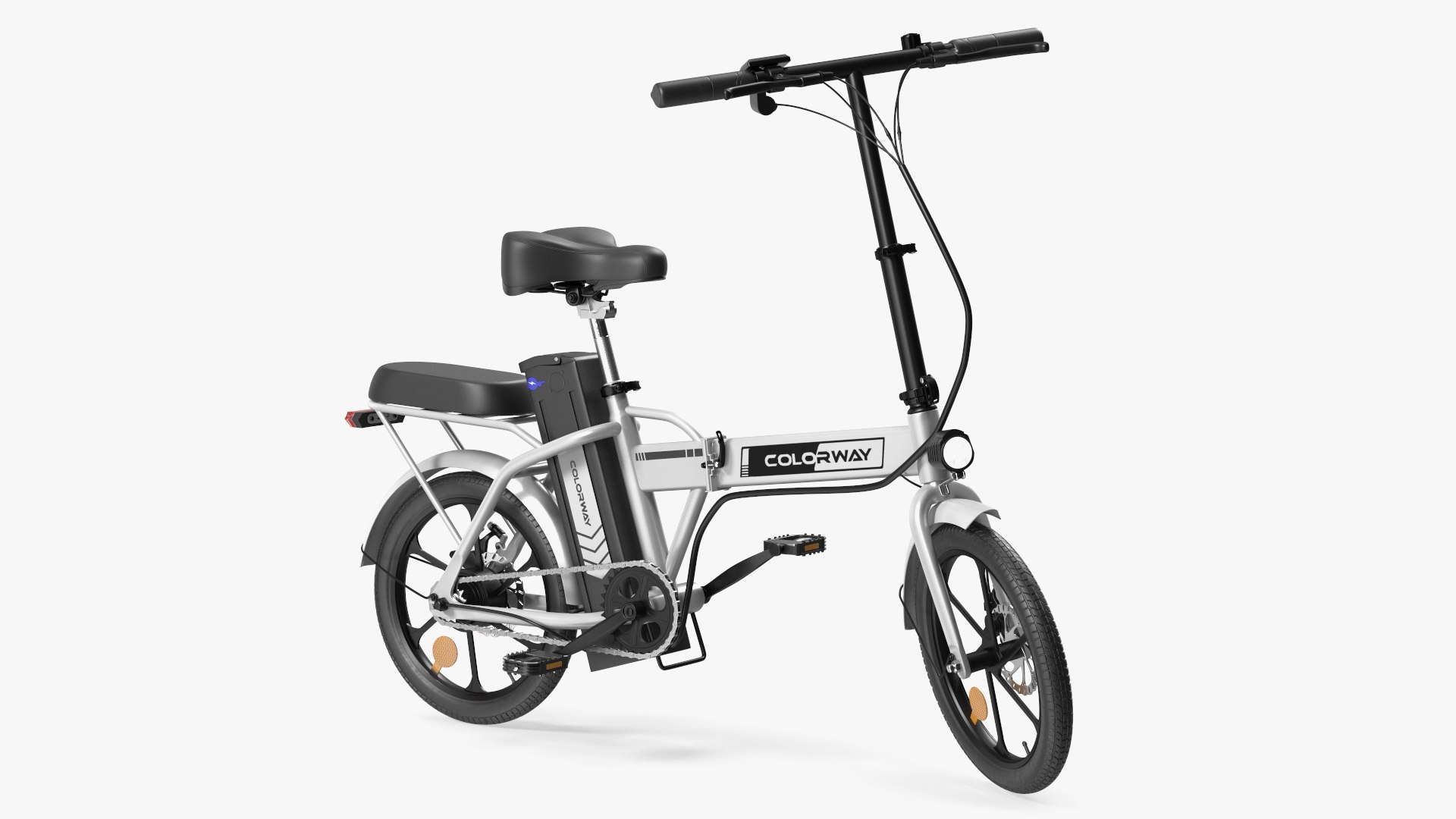 Electric Foldable E-Bicycle Colorway White Rigged for Cinema 4D 3D model preview