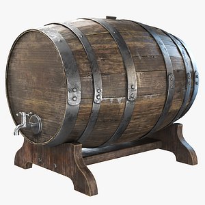 whiskey barrel pbr 8k 3D model