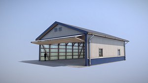 3D model Airfield Hangar 12m Vr1 BLUE