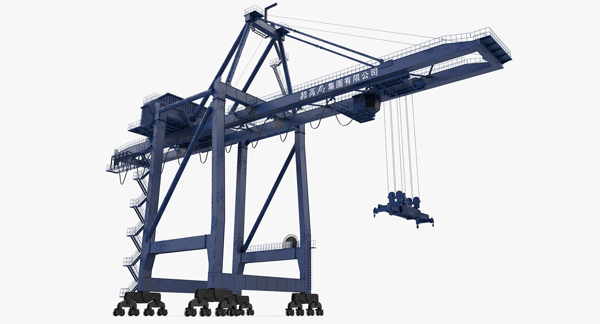 Container Crane Rigged Blue 3D model preview