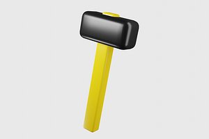 3D Metal mallet with yellow handle