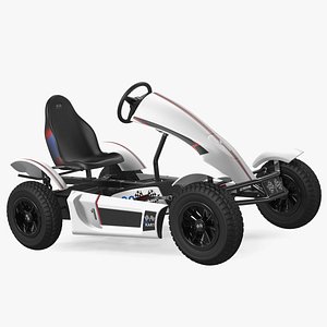 3D White Pedal Go Kart with Frame Race Rigged for Cinema 4D
