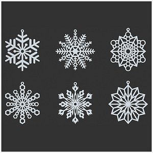 3D Snowflake Laser Cut 3D Set0002