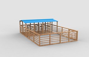 3D model Cattle Shed 02 3D model