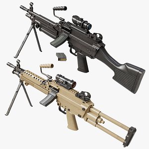 3D Machine Gun Black and Sandal Magazine All PBR Unity UE