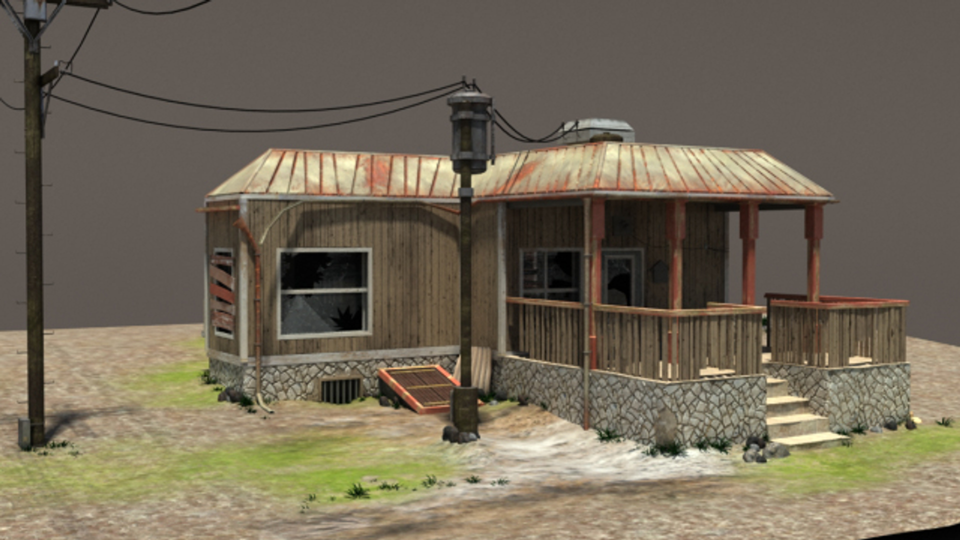 3d Obj Old Post Apocalyptic House