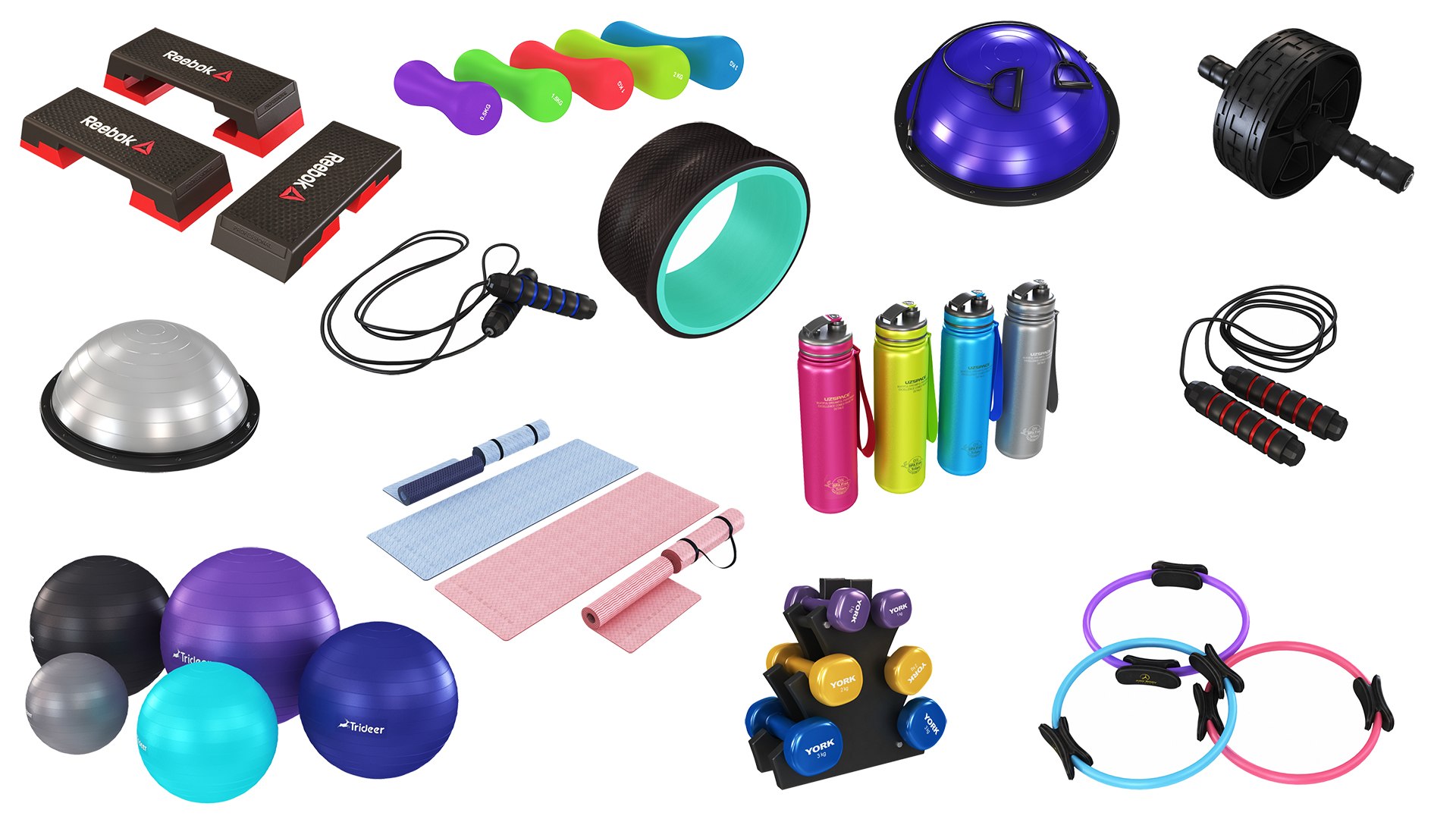 3D Pilates Exercise Equipment Collection 13 In 1 Model - TurboSquid 1947666