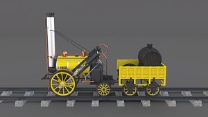 3D model steam locomotive rocket engine