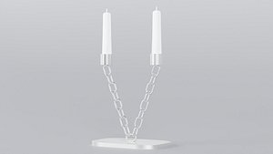 3D Alphabet V Silver Chain Candleholder 3D Model True PBR Renders Zero Cleanup UVs 4K PBR Textures