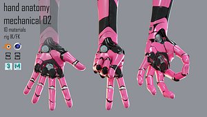 3D Robotic hand anatomy 02 model