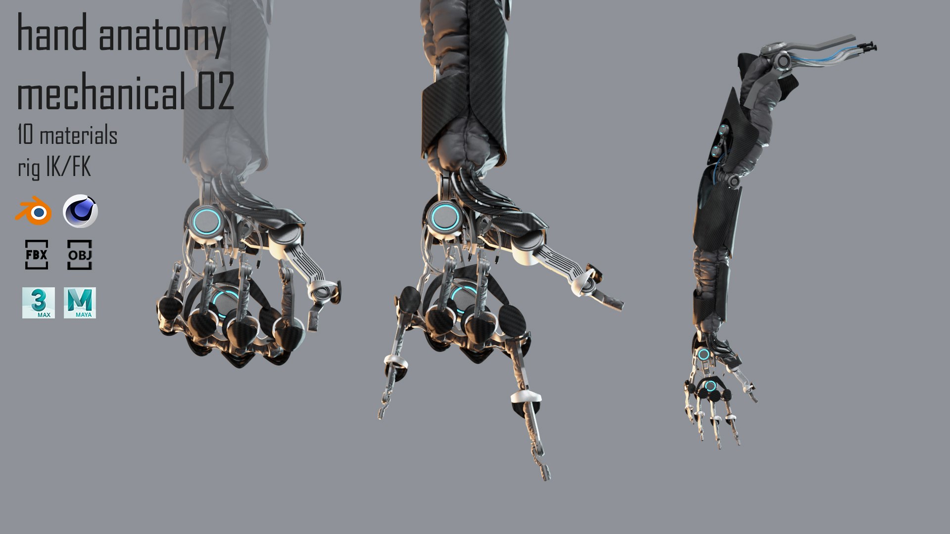 3D Robotic hand anatomy 02 model - TurboSquid 1827933