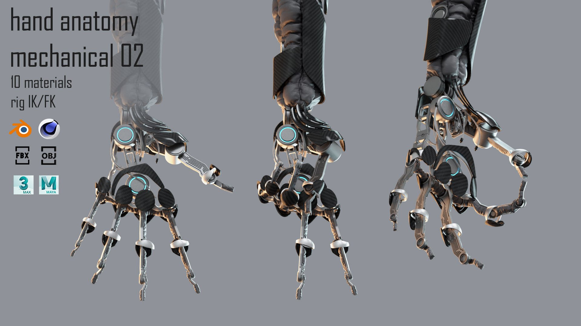 3D Robotic hand anatomy 02 model - TurboSquid 1827933