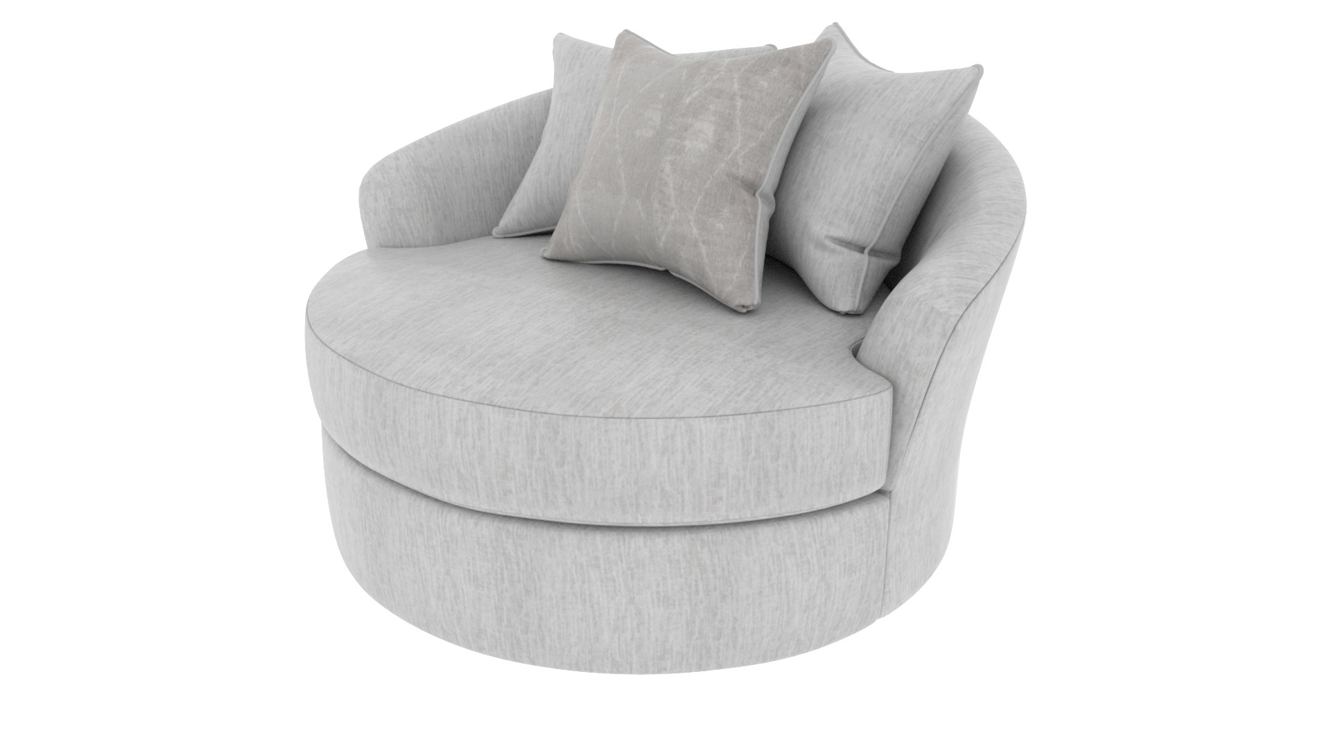 Cambrie Fuzzy White Fabric Curved Swivel Cuddler Chair 3D - TurboSquid ...