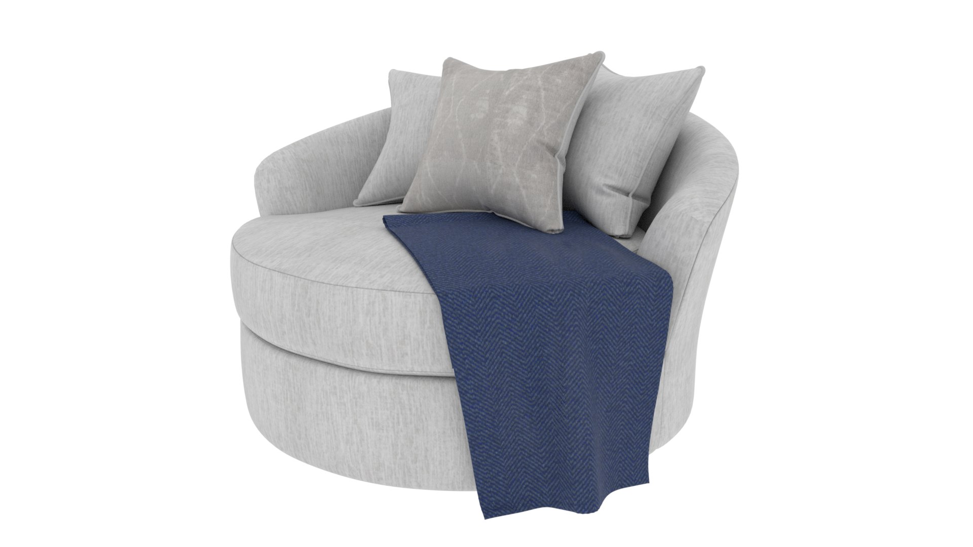 Cambrie Fuzzy White Fabric Curved Swivel Cuddler Chair 3D - TurboSquid ...