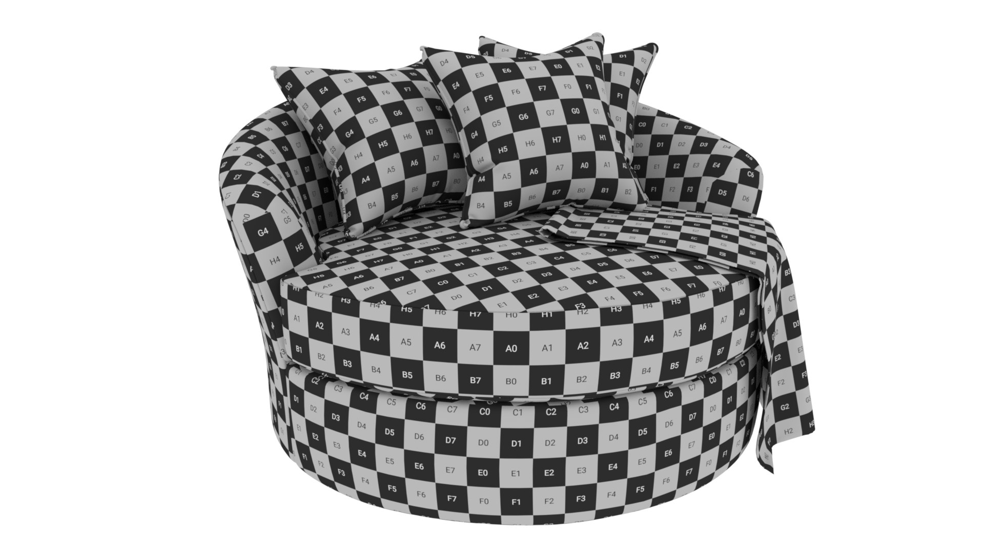 Cambrie Fuzzy White Fabric Curved Swivel Cuddler Chair 3D - TurboSquid ...