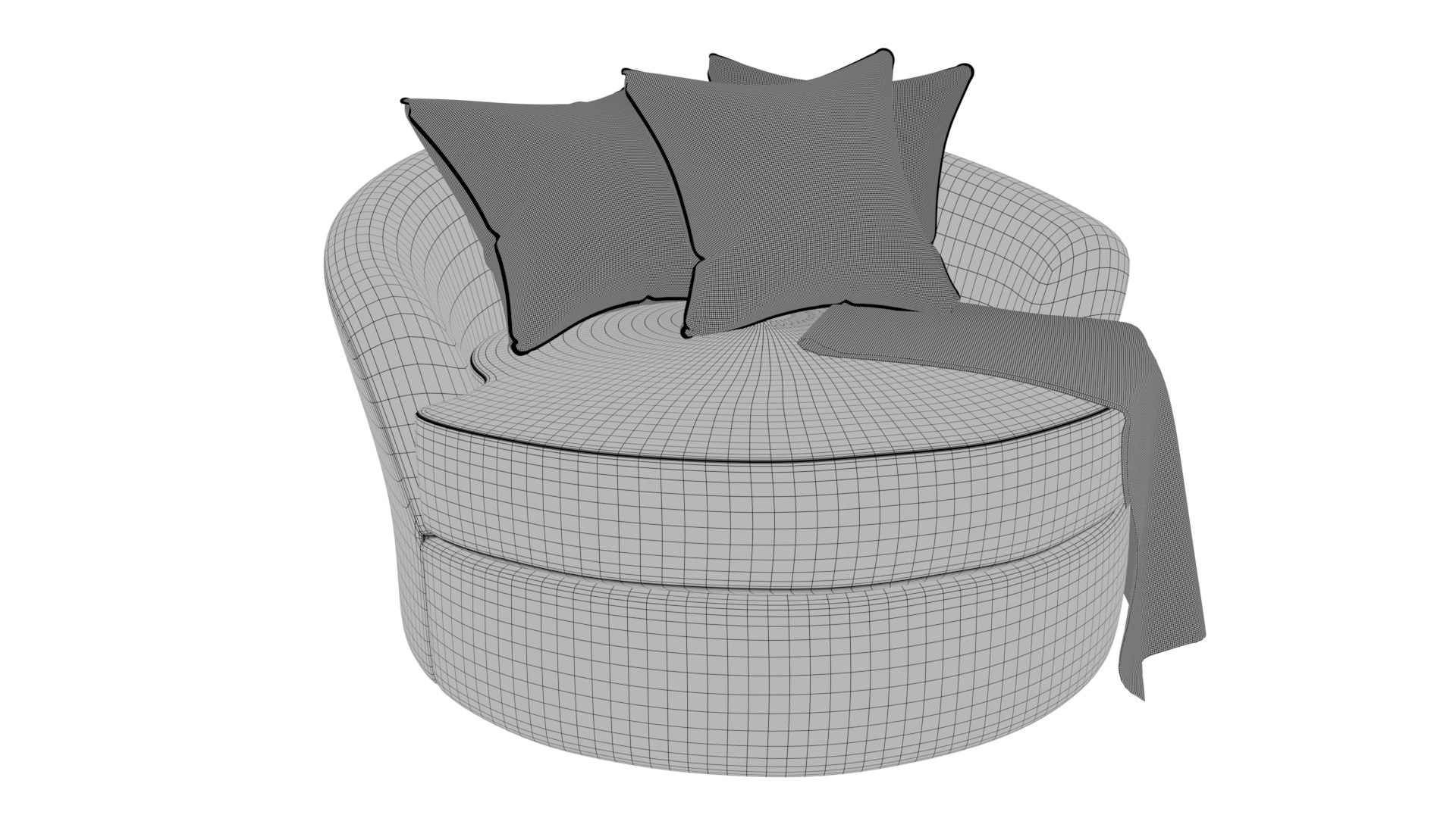 Cambrie Fuzzy White Fabric Curved Swivel Cuddler Chair 3D - TurboSquid ...