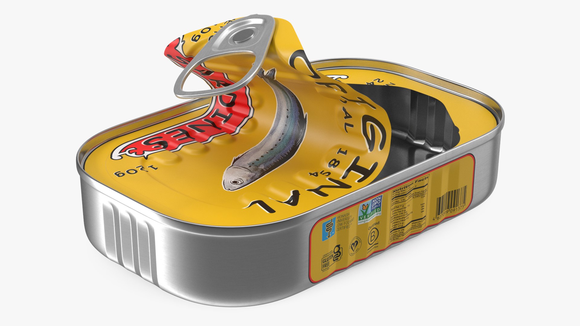 Half Open Empty Rectangular Sardine Can 3D model preview