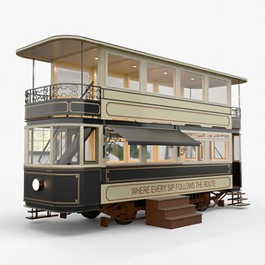 3D Vintage Double Deck Tram Cafe