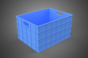 STANDARD RECTANGULAR BLUE PLASTIC CRATE BOX HANDHOLD CONTAINER 3D model