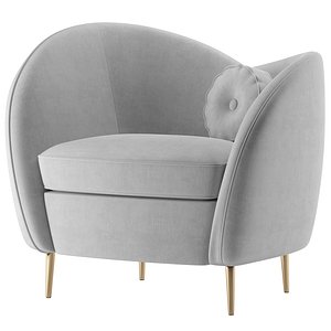 Solar black  white Velvet Accent armchair