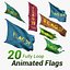 3D 20 Fully Loop Animated Flags model