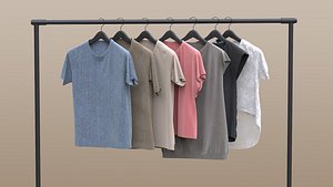 3D 7 T-shirts On Hanger model