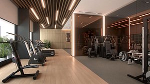 Modern Fitness Space Gym  Interior Scene 3ds Max V-Ray Render 3D model
