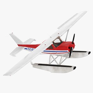Light Propeller Seaplane Cessna 150 Rigged 3D model