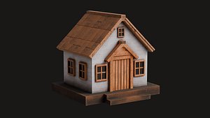 Cute Cartoon Small Wood House 04 3D