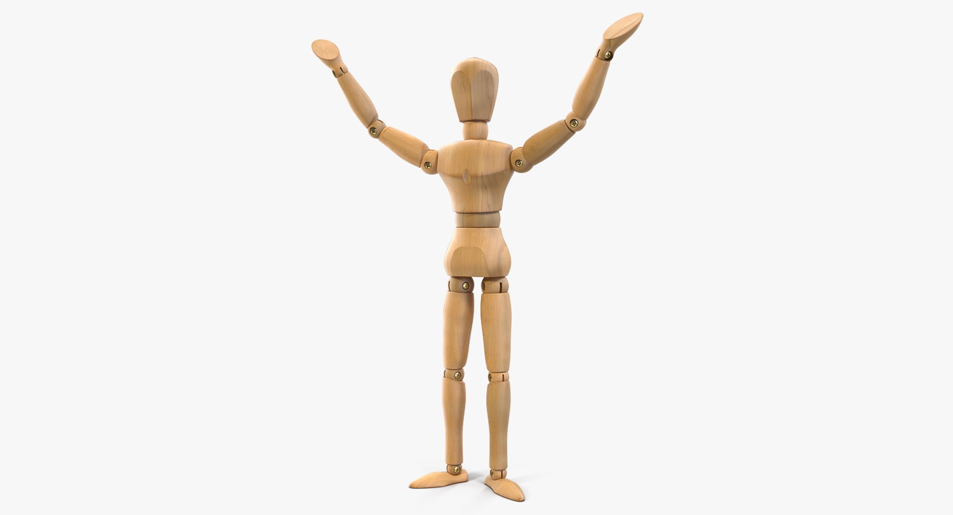 Small Wooden Dummy Doll Rigged for Cinema 4D 3D model preview