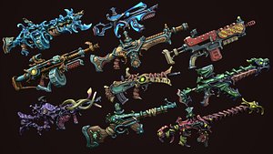 Fantasy assault rifles 3D