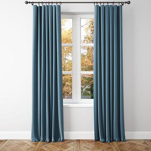 3D blue velvet curtains