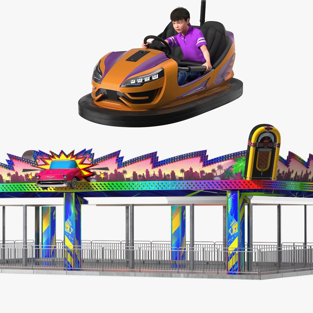Bumper Cars Platform with Boy Rigged Collection 3D model preview